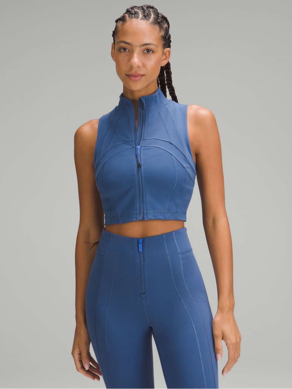 Lululemon Define Cropped Full-Zip Tank Top *Luon Pitch Blue